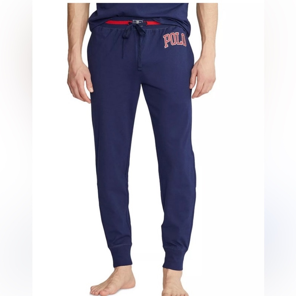 Polo Ralph Lauren Blue pajama Joggers with Red Logo